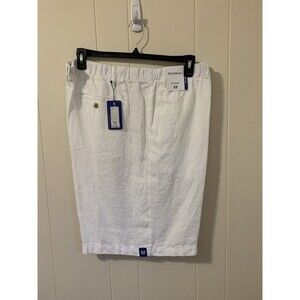 Caribbean Size 52 Big Mens Roundtree & Yorke Linen Shorts 10" Inseam White New